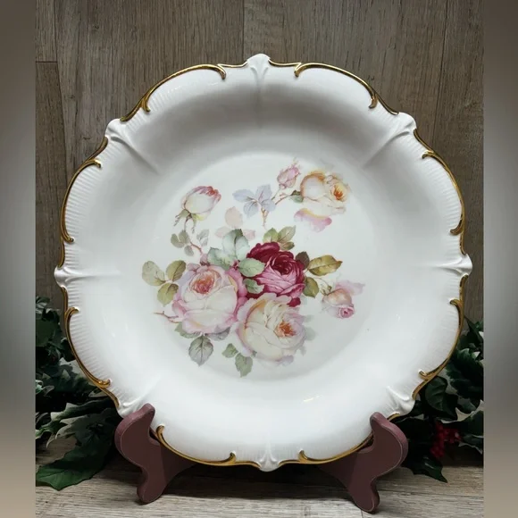VTG Bavaria Schumann Arzberg Germany Plate Platter 12'' Antique Rose - Picture 1 of 11